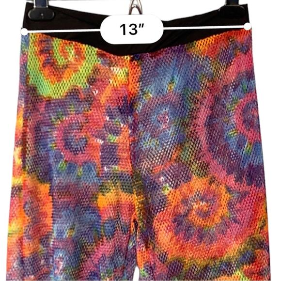 Rainbow Mesh Raver Pants Womens S Tie Dye‎ Hippie EDM Rave Festival Loud Whacky - Picture 9 of 11